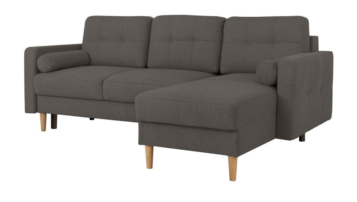 Ecksofa Noret, Grau S: 223x157 Cm - Buchefarben/Grau, Design, Textil (223/157cm) - MID.YOU