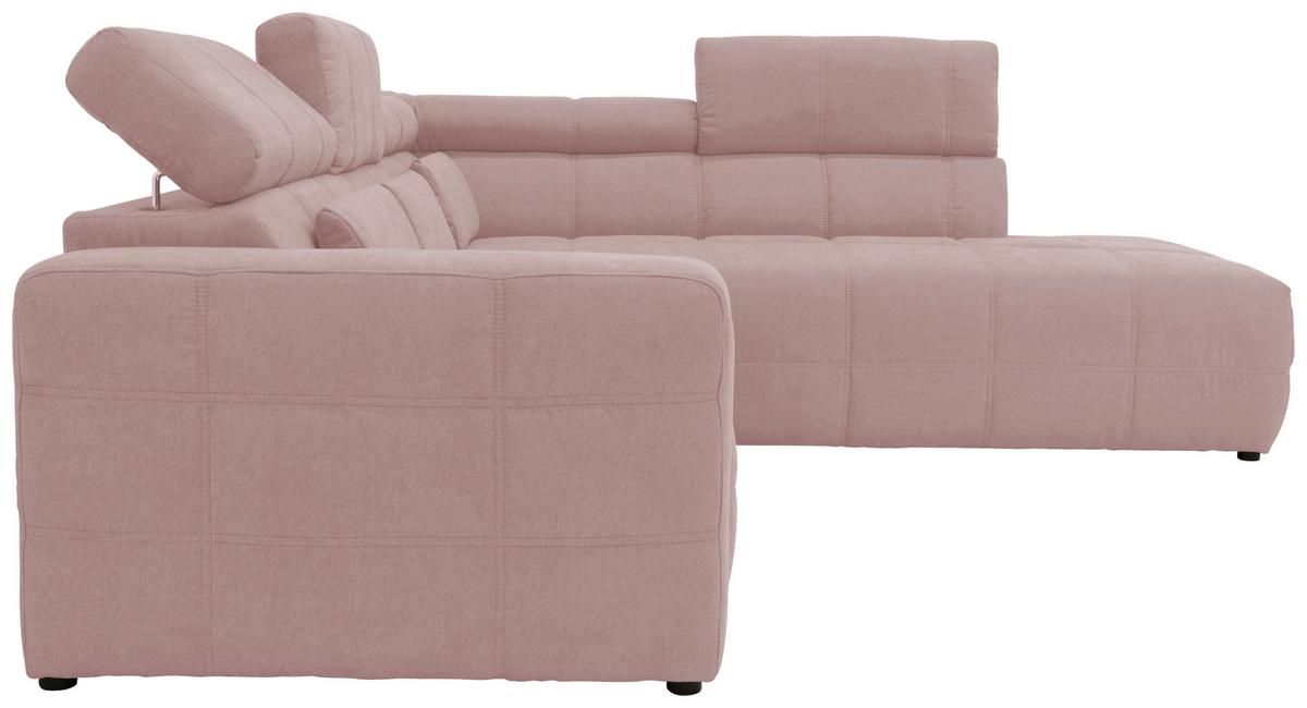 Ecksofa + Kopfteilverstellung Brandon Pink Mikrofaser - Schwarz/Rosa, Design, Textil (275/228cm) - MID.YOU