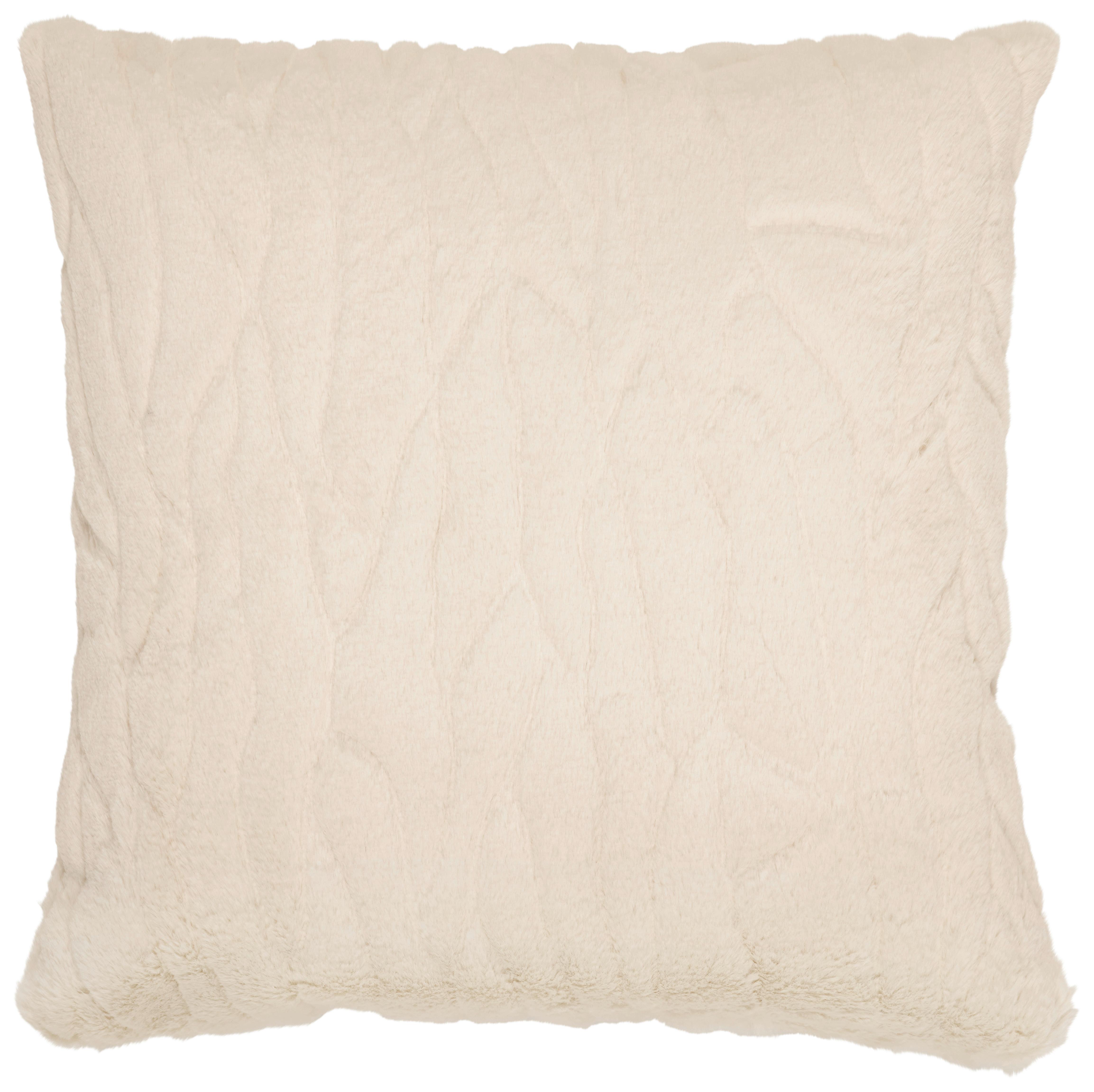 Kožušinový Vankúš Kathrin, 45/45cm, Sivobiela - biela, Konvenčný, textil (45/45cm) - Premium Living