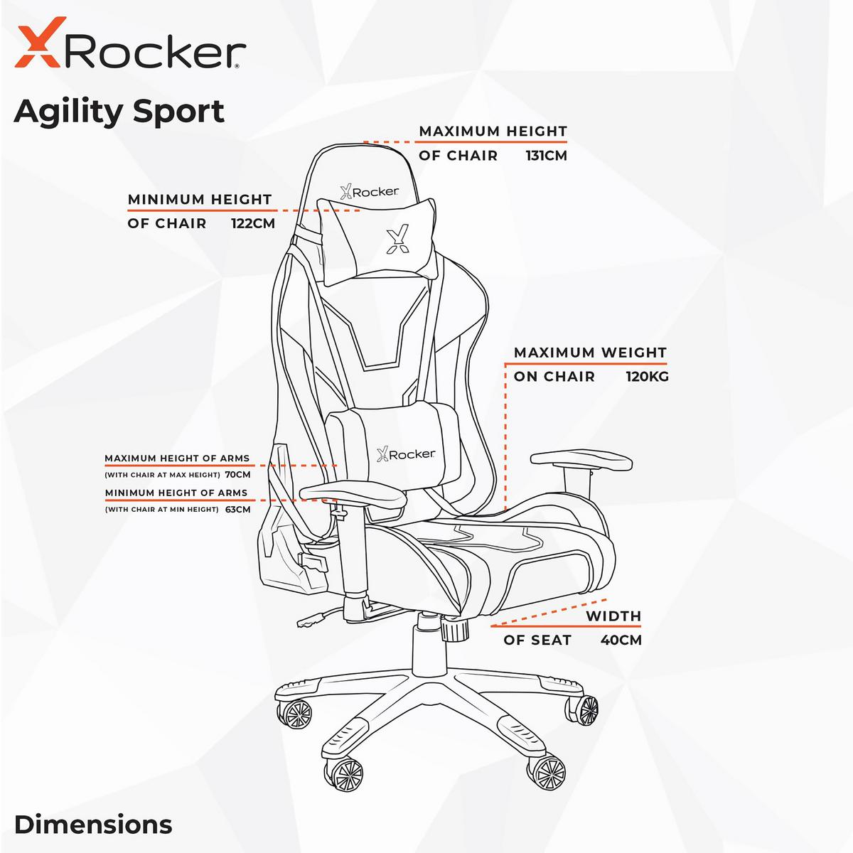 Gamingstuhl Agility Esports - Blau/Schwarz, MODERN, Kunststoff/Textil (59,9/122/66cm) - X Rocker