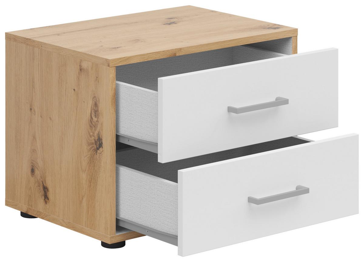 Éjjeliszekrény Smart 2 50/38cm - szürkésfehér/Artisan tölgy, Basics, faalapú anyag (50/38/35cm)
