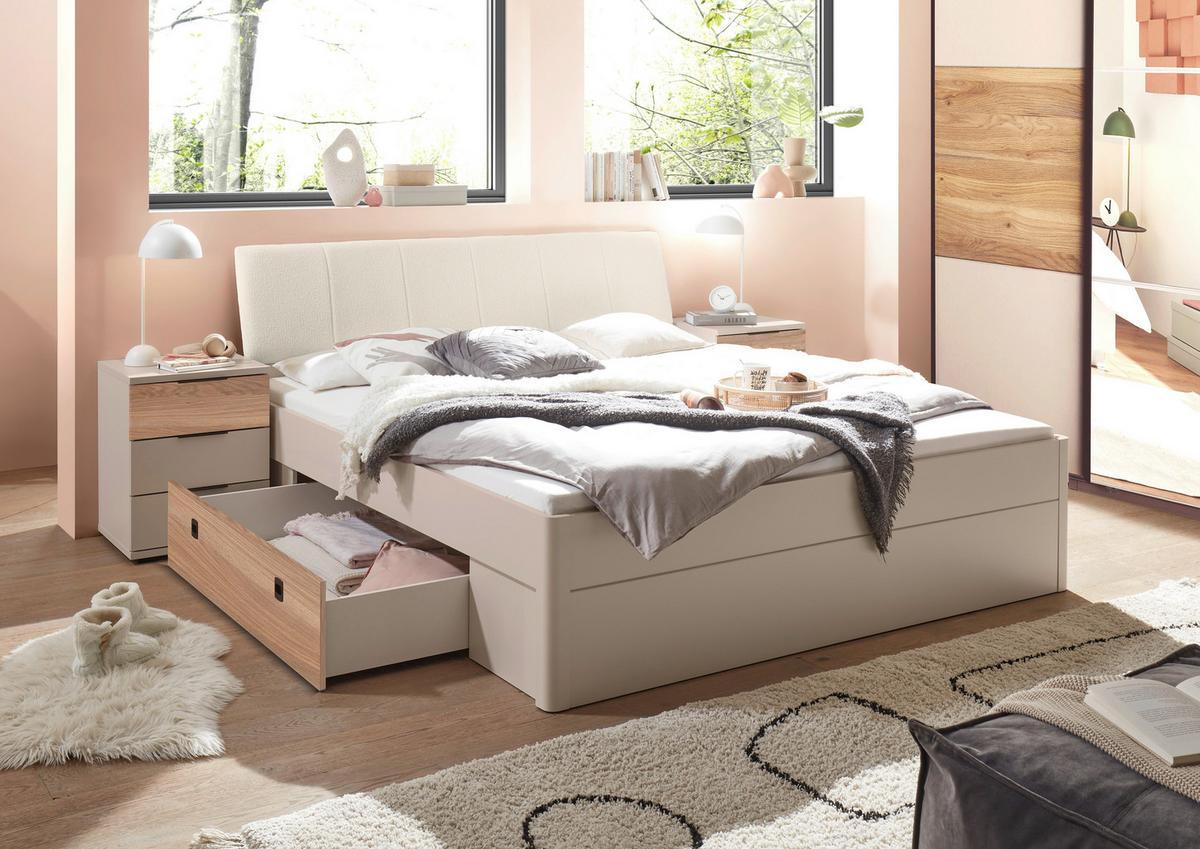 Stauraumbett Tessona Lf: 180x200 cm Kaschmir - Kaschmir/Eichefarben, Trend, Holzwerkstoff/Textil (180/200cm)