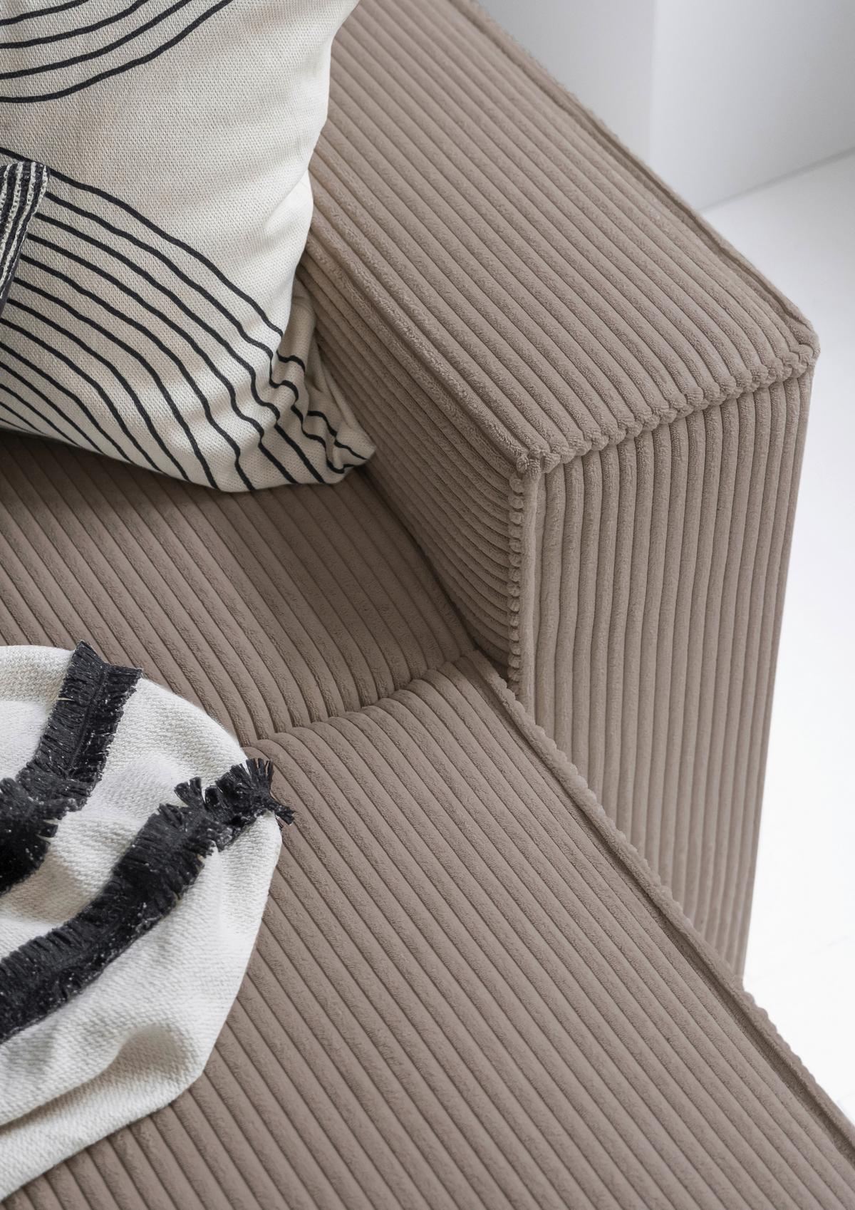 Rohová sedačka OLIVER, šedohnědá, manšestr, levá - černá/šedohnědá, Design, textil/plast (194/322/156cm) - MID.YOU