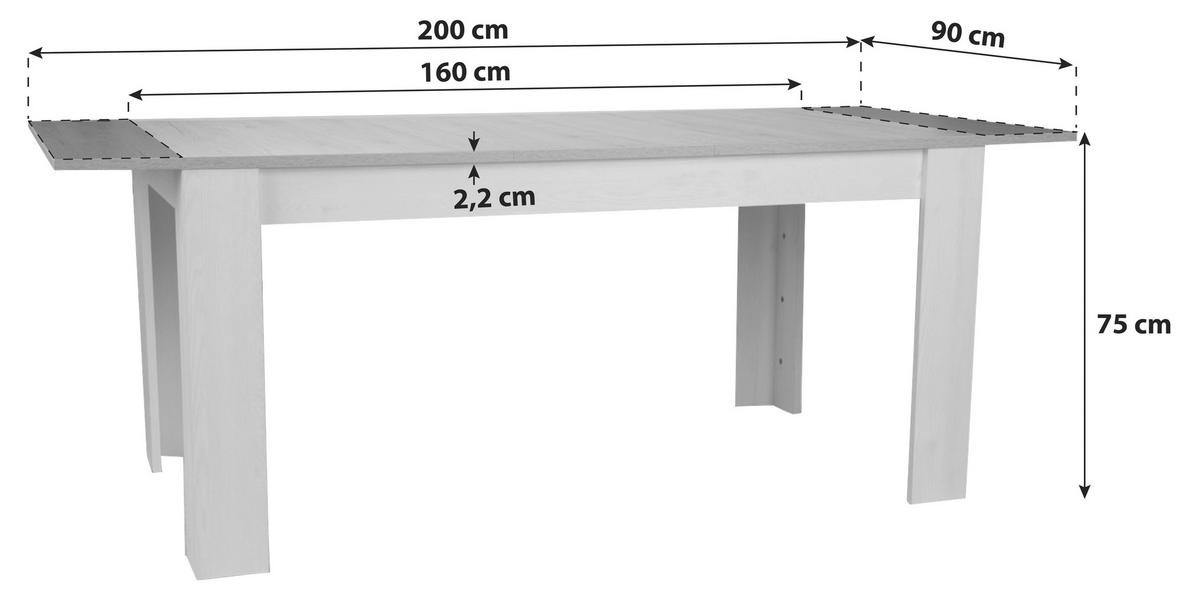 Esstisch Ausziehbar Romance 160x90 Cm Eiche/lärche Dekor - Eichefarben/Lärchefarben, Design, Holzwerkstoff (160/90/75cm) - MID.YOU