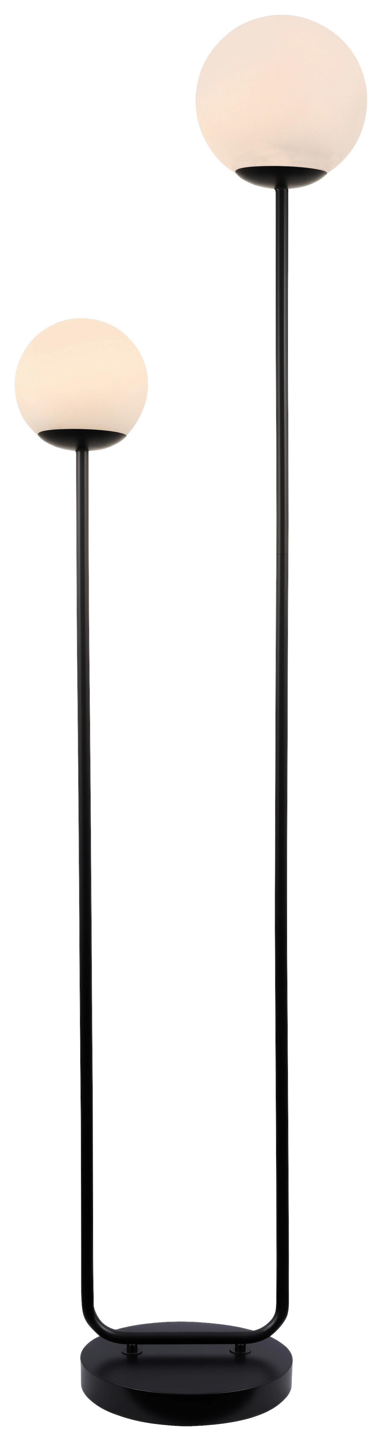 STOJACÍ LAMPA SEHR - bílá/černá, Moderní, kov/sklo (35/160cm) - Mömax