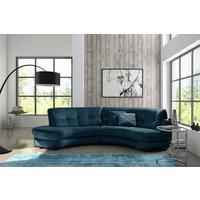 Ecksofa Bretania Dunkelblau, S: 113x300 cm - Schwarz/Dunkelblau, Design, Textil (113/300cm) - Livetastic