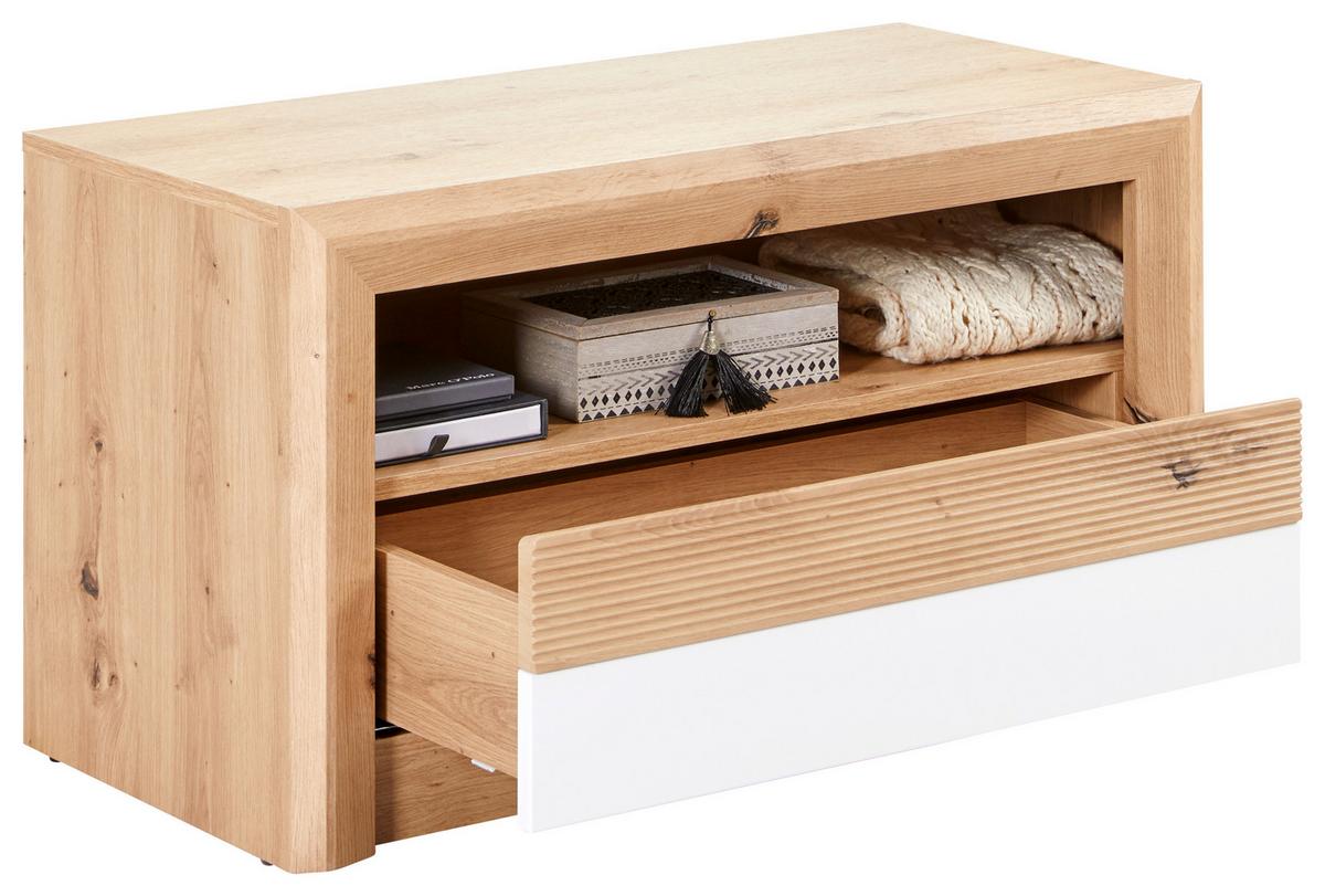 ŠATNÍ LAVICE KASHMIR NEW - bílá/barvy dubu, Moderní (84/47/41cm) - James Wood