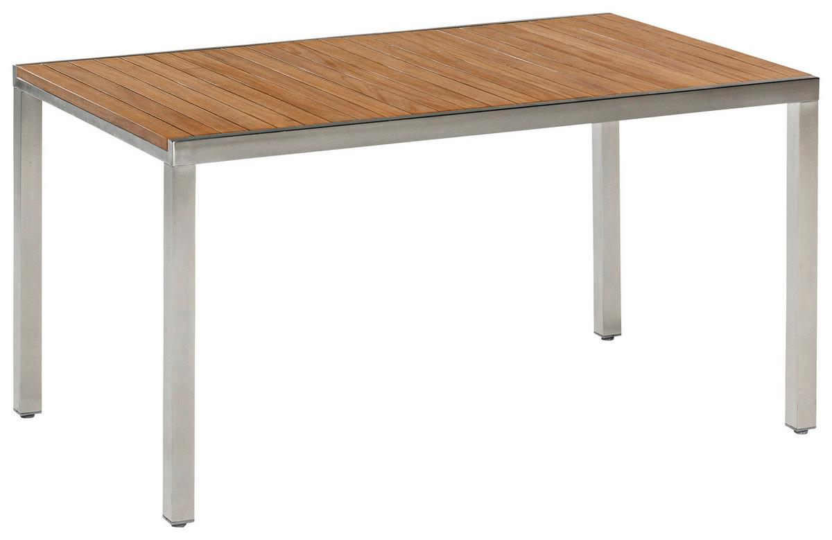 Gartenset Keros - Edelstahlfarben/Braun, MODERN, Holz/Textil - Gardenson