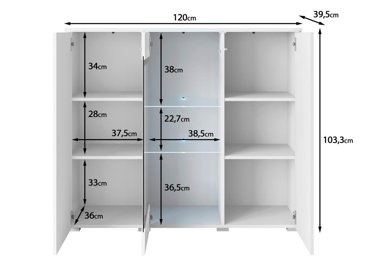 VYSOKÁ KOMODA VERA 120 - šedá/antracitová, Trend, kompozitní dřevo/plast (120/103,3/39,5cm) - P & B