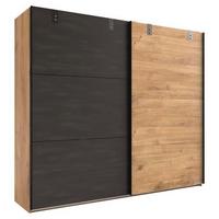 Schwebetürenschrank 200 Cm Detroit, Eiche Dekor/ Graphit - Eichefarben/Graphitfarben, Basics, Holzwerkstoff (200/218/65cm) - MID.YOU