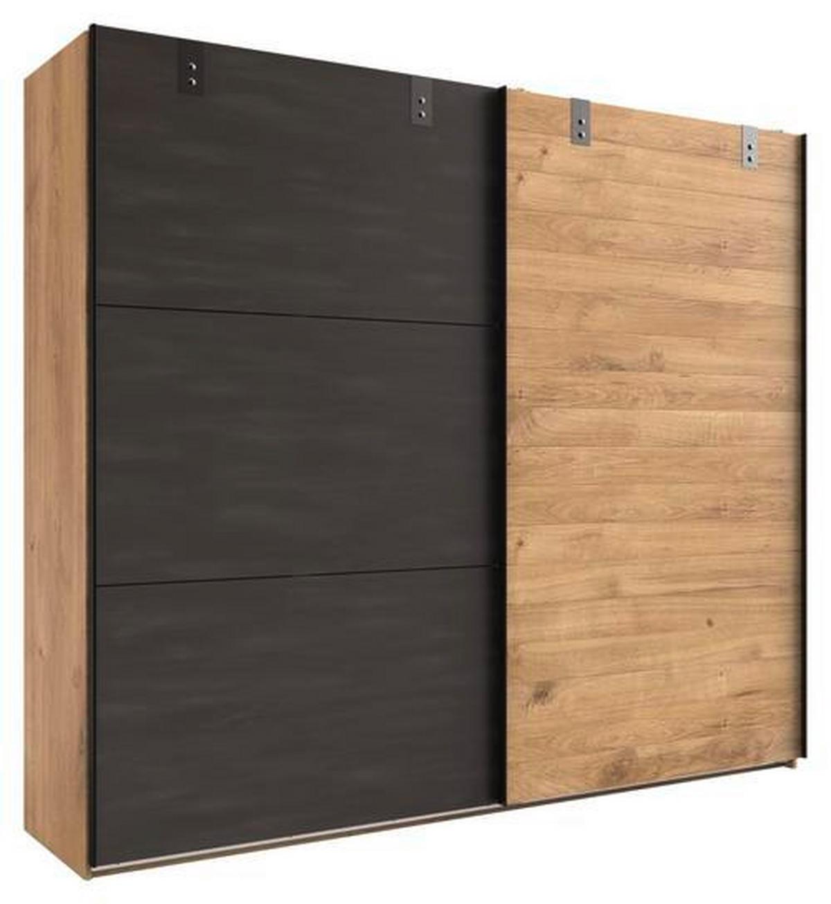 Schwebetürenschrank 200 Cm Detroit, Eiche Dekor/ Graphit - Eichefarben/Graphitfarben, Basics, Holzwerkstoff (200/218/65cm) - MID.YOU