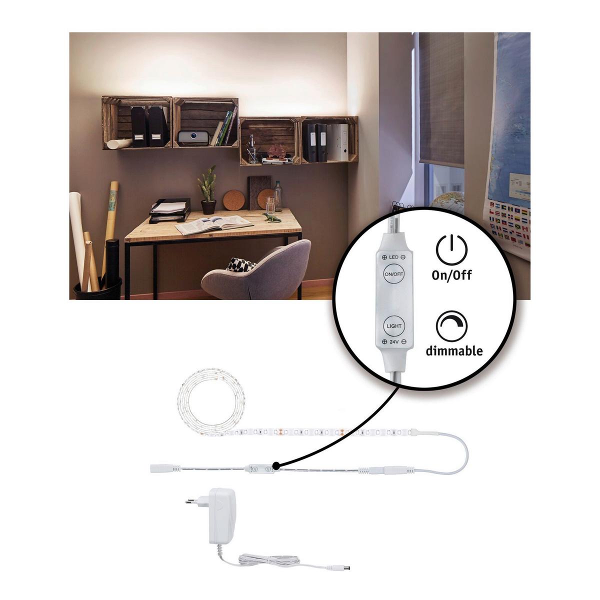 Led-streifen L: 1,5 M Dimmbar - Weiß, Basics, Kunststoff (150cm) - Paulmann