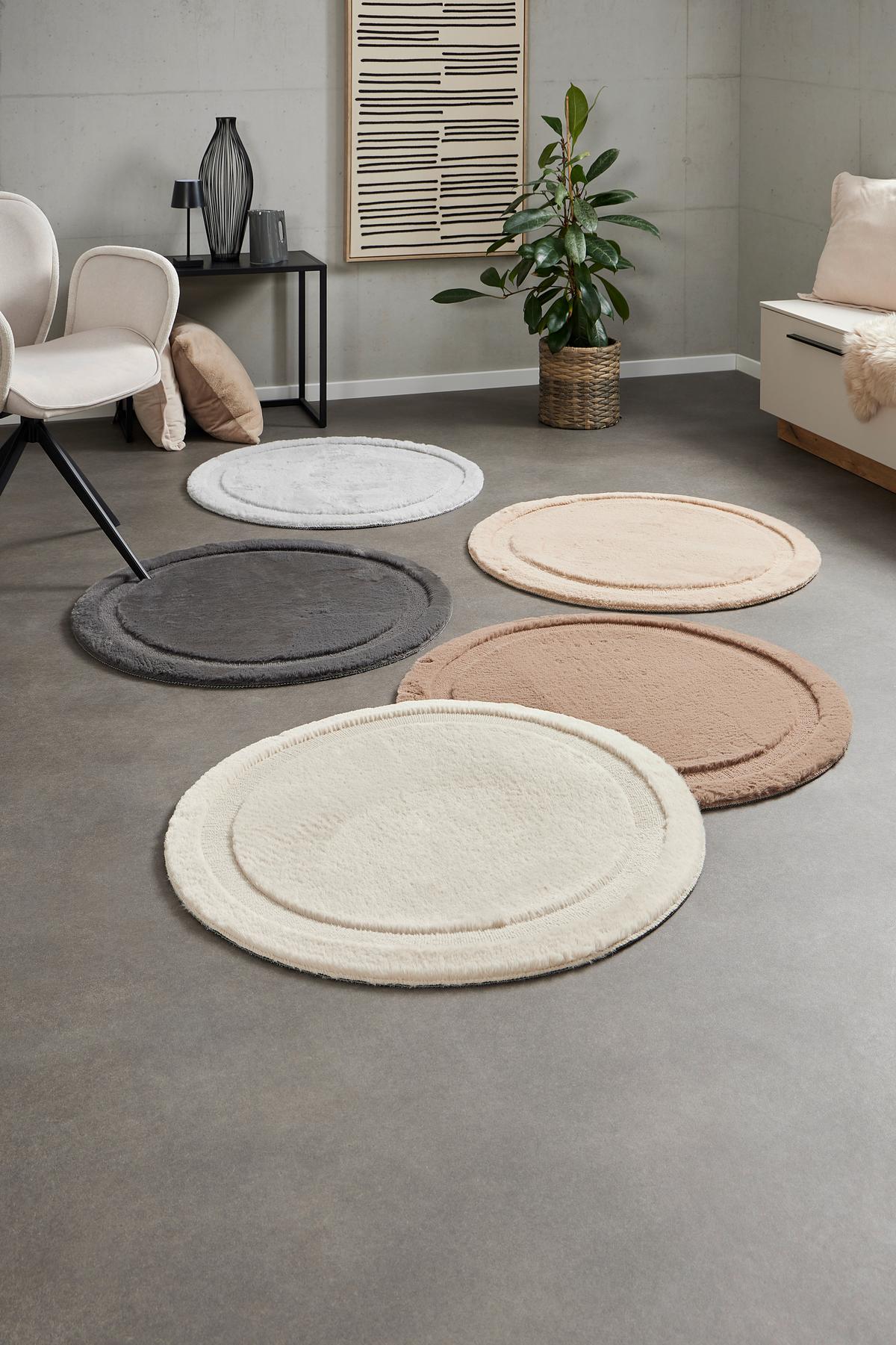 Szörme Szőnyeg Oliver Átmérő Kb. 80cm - bézs, Modern, textil (80cm) - Luca Bessoni