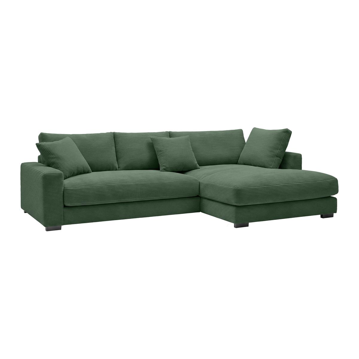 Rohová sedačka PEDRO, pravá, tmavě zelený manšestr - černá/tmavě zelená, Moderní, textil/plast (300/190cm) - Mömax