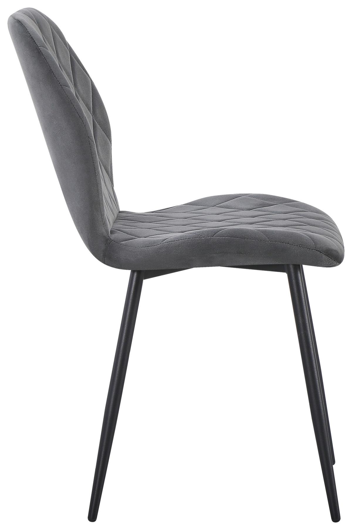 Vierfußstuhl Zoe Samt dunkelgrau, B: 58cm - Dunkelgrau/Schwarz, Trend, Textil/Metall (58/85/47cm)