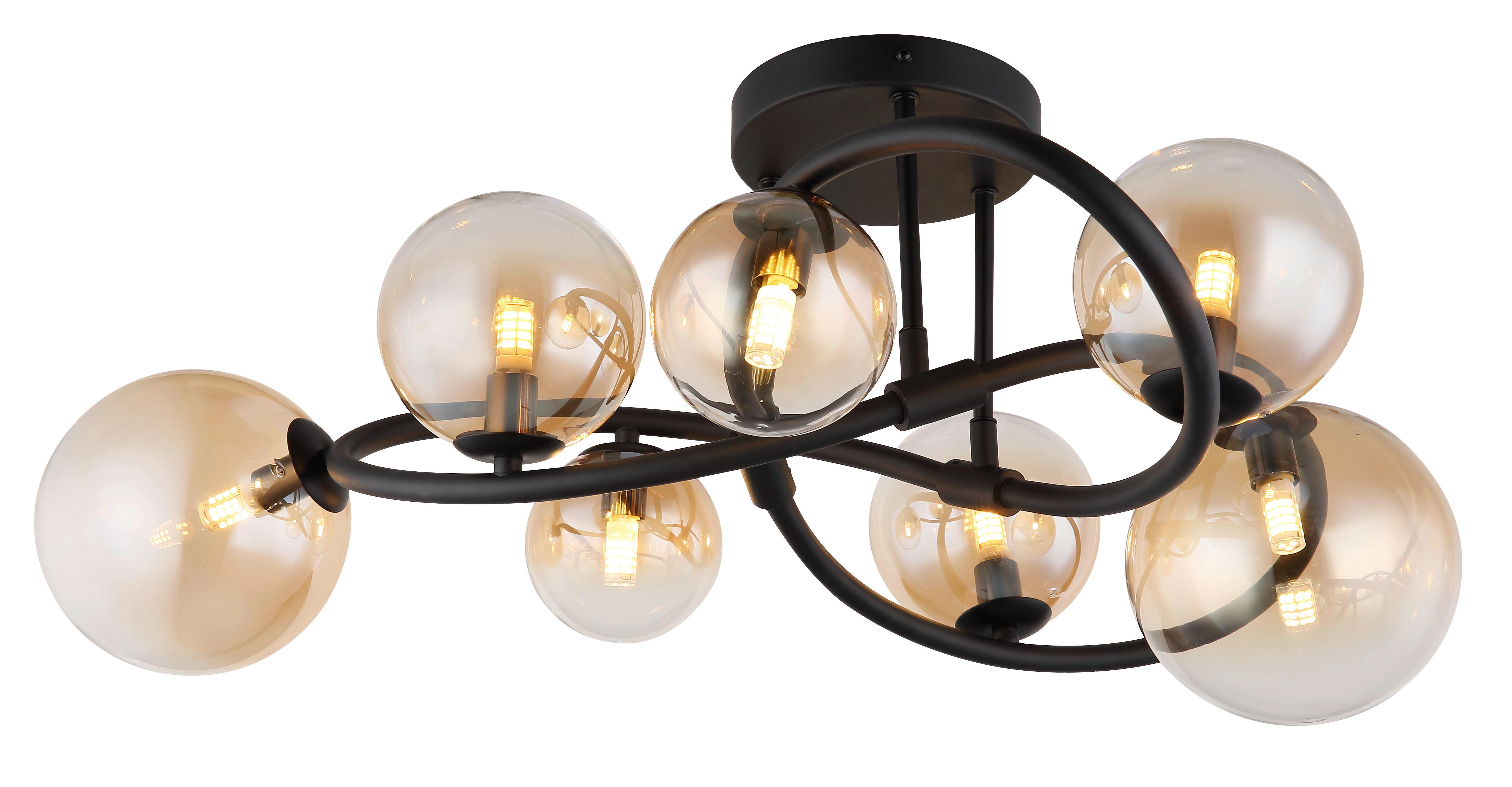 LED-Deckenleuchte 56141-7d - Klar/Schwarz, Design, Glas/Metall (62/30cm) - Globo