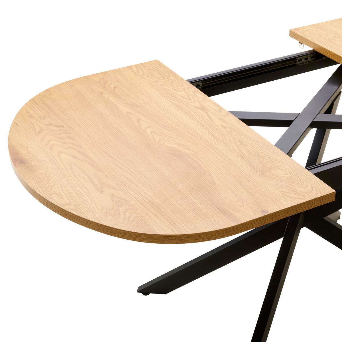 Ausziehtisch Paulo 120 Az 120-160x75x90 cm Eichefarben - Eichefarben/Schwarz, KONVENTIONELL, Holzwerkstoff/Metall (120-160/75/90cm) - MID.YOU