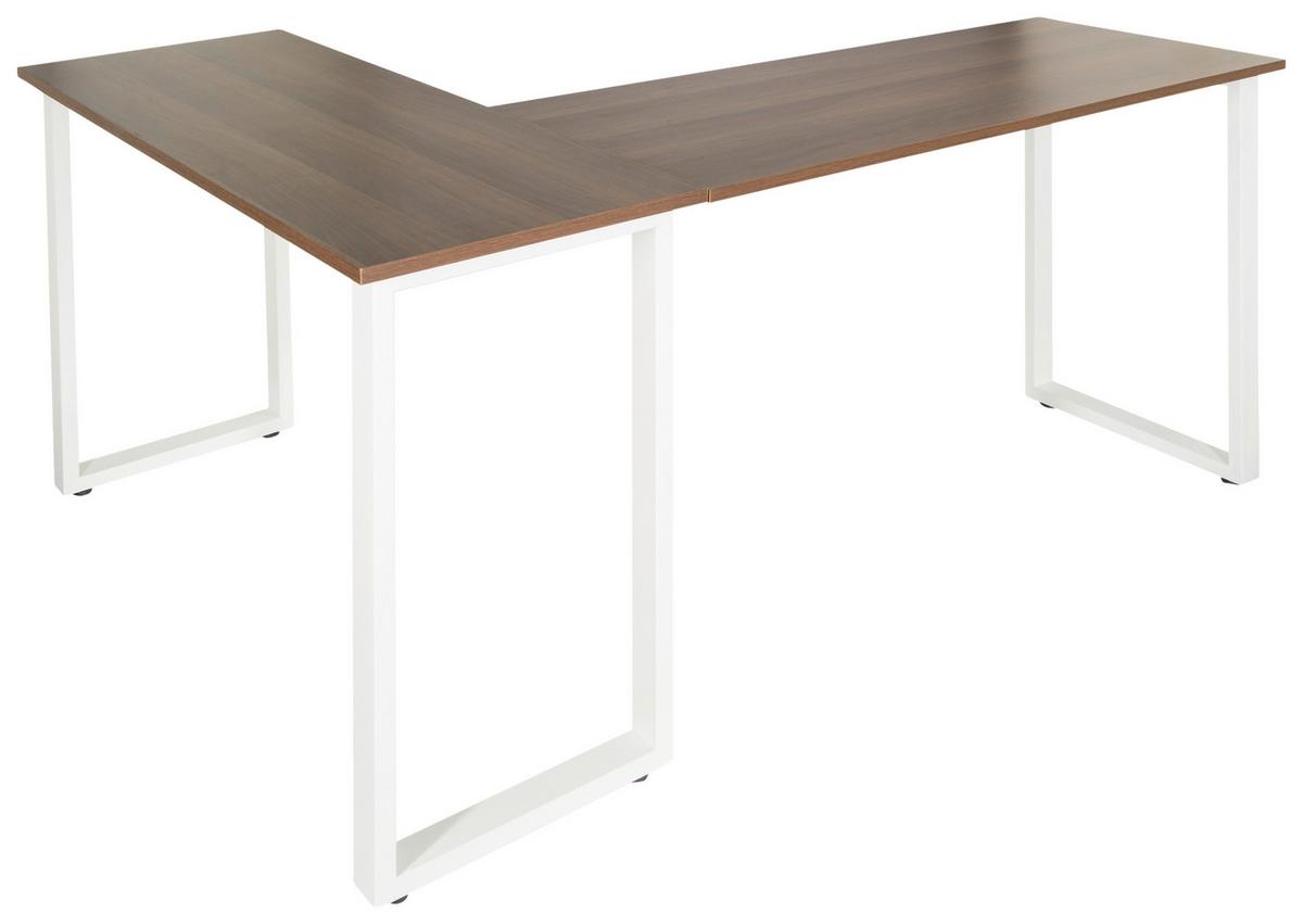 Eckschreibtisch B: 120 Cm Workspace Basic - Walnussfarben/Weiß, Basics, Holzwerkstoff/Metall (165/120/75cm) - MID.YOU