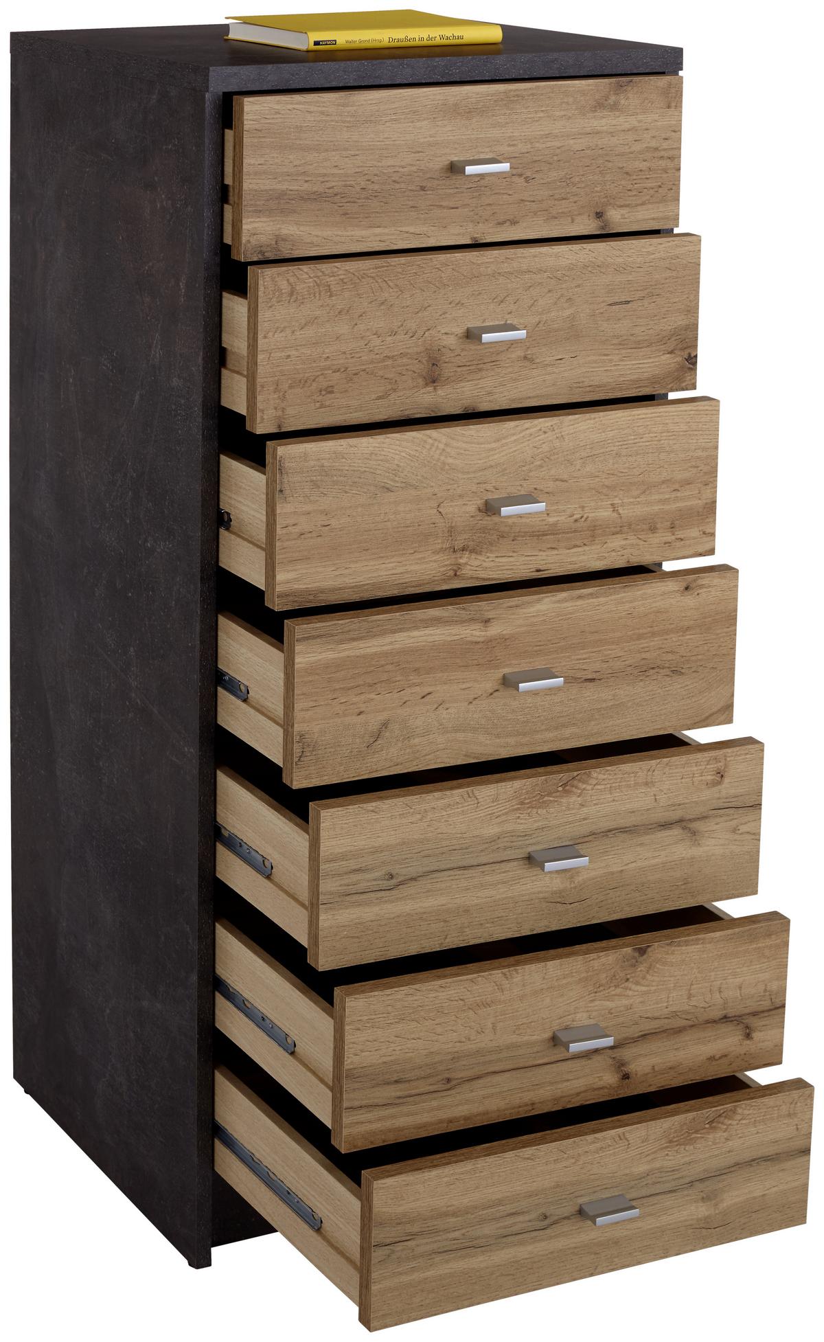 Komód 4-You 50/112 Cm - tölgyfa/szürke, Modern, faalapú anyag (50/111.4/34,6cm)