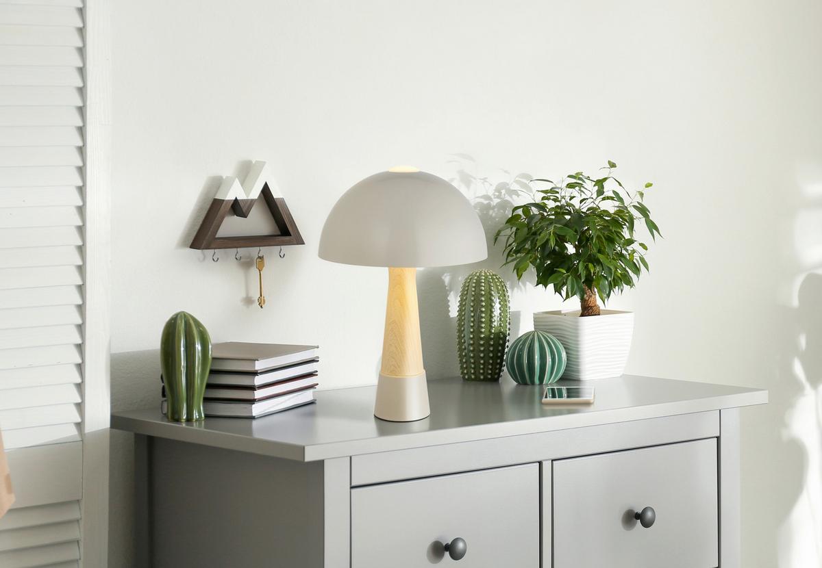 Tischleuchte Exkl. 1xe27, 40w - Schwarz/Grau, Design, Kunststoff/Metall (25/36.5cm) - Globo