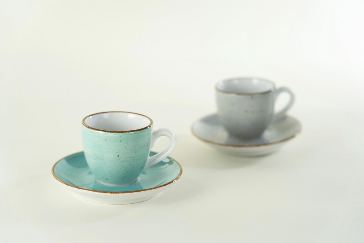TASSENSET Vintage Nature Türkis, Weiß - Türkis/Weiß, Basics, Keramik - Creatable