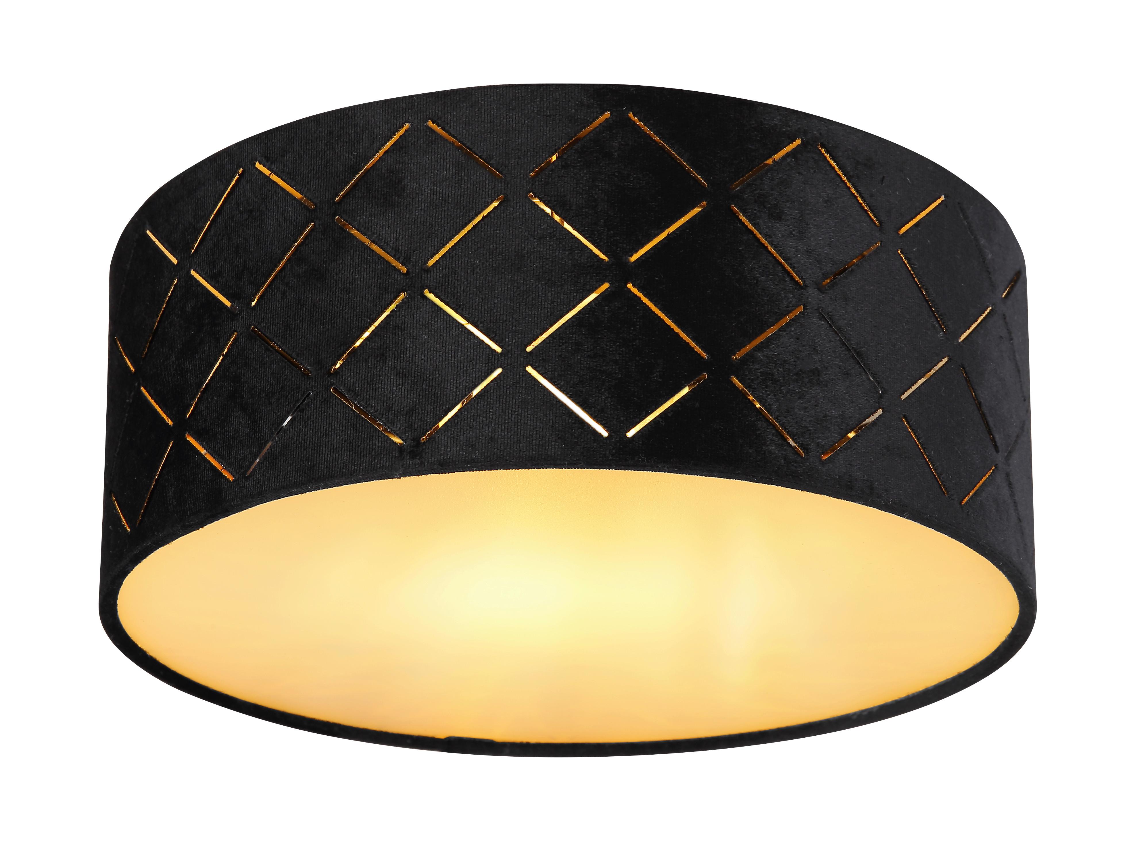 Deckenleuchte Ø 26 cm 1-Flammig Samt - Opal/Schwarz, Basics, Kunststoff/Textil (26/10cm) - Globo