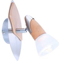 Strahler 5441-1 - Naturfarben/Nickelfarben, KONVENTIONELL, Glas/Holz (9,5/17,5/20cm) - Globo