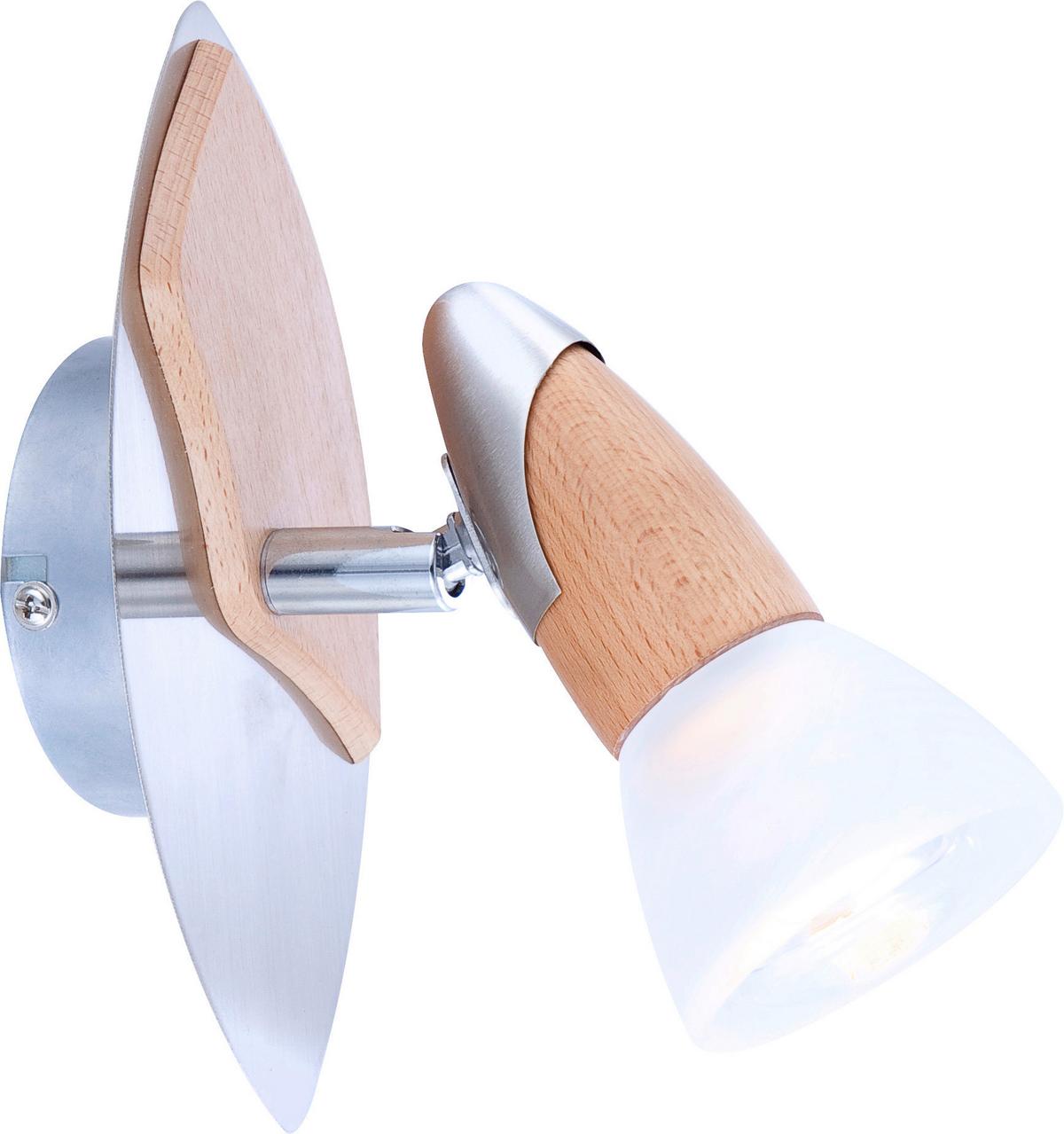 Strahler 5441-1 - Naturfarben/Nickelfarben, KONVENTIONELL, Glas/Holz (9,5/17,5/20cm) - Globo