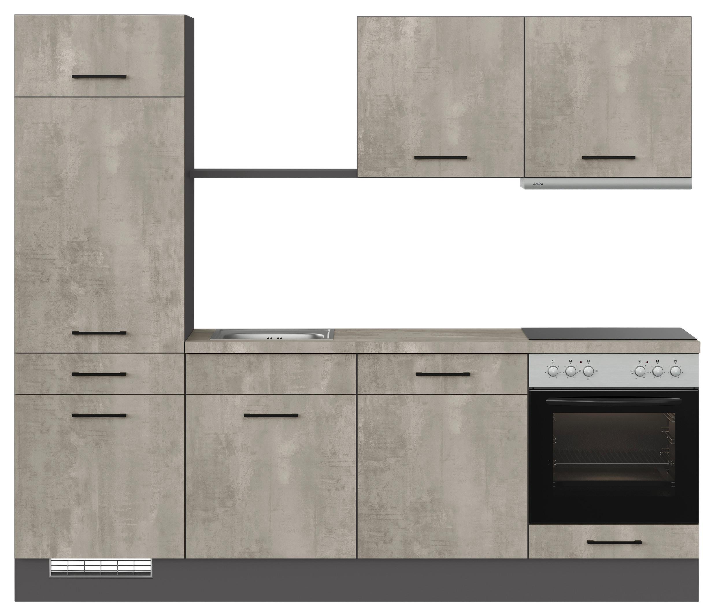 Küchenblock Ip120 Grau B: 240 Cm - Graphitfarben/Grau, Trend, Holzwerkstoff (240cm) - Impuls