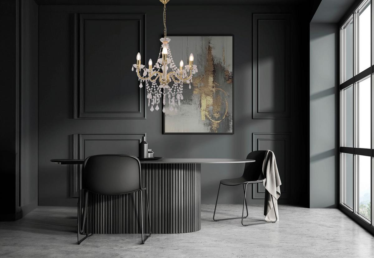 Kronleuchter 8009358 Cecilia 5er - Goldfarben, ROMANTIK / LANDHAUS, Kunststoff/Metall (52/85cm) - Näve