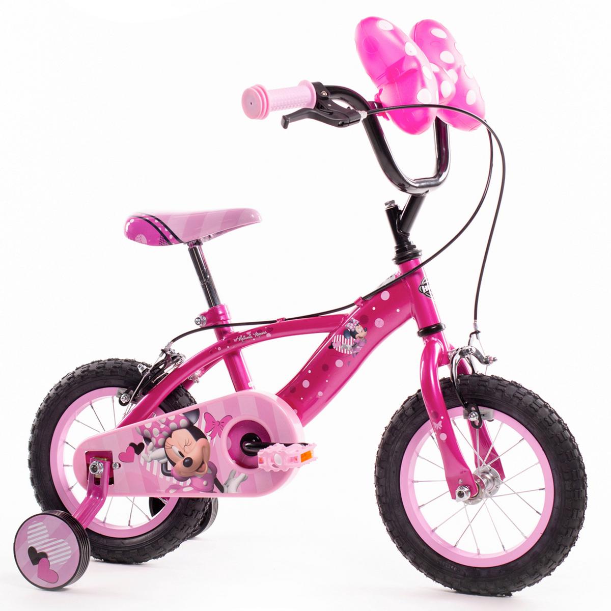 Kinderfahrrad mit Stützrädern Huffy Minnie 12 Zoll - Pink, Basics, Metall (54/84,5/73,5cm)