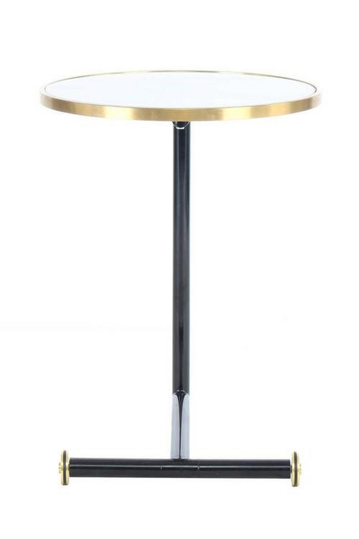 Beistelltisch Rund Servant Weiß/Goldfarben - Goldfarben/Schwarz, Basics, Glas/Metall (46/46/62cm) - Kayoom
