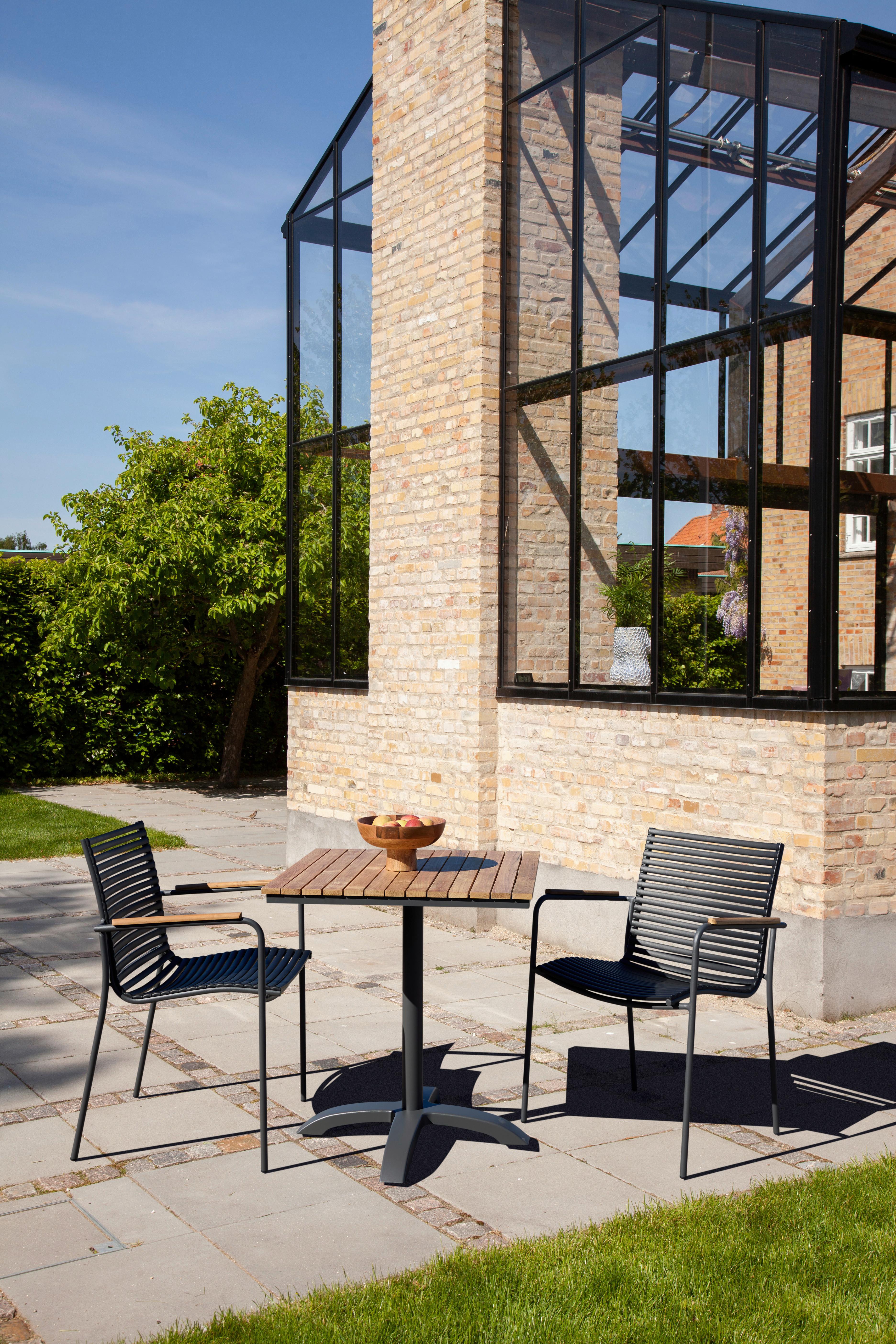 Balkonmöbel Set Mood Cafe Set Aus Holz/metall 3tlg - Anthrazit/Schwarz, Natur, Holz/Kunststoff (105/74/70cm) - Gardenson