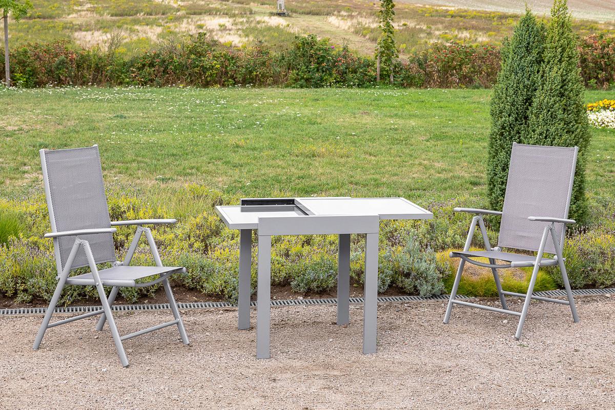 Gartenmöbel Set 3-Tlg Amalfi aus Metall/Kunststoff - Silberfarben/Braun, MODERN, Kunststoff/Metall - Gardenson