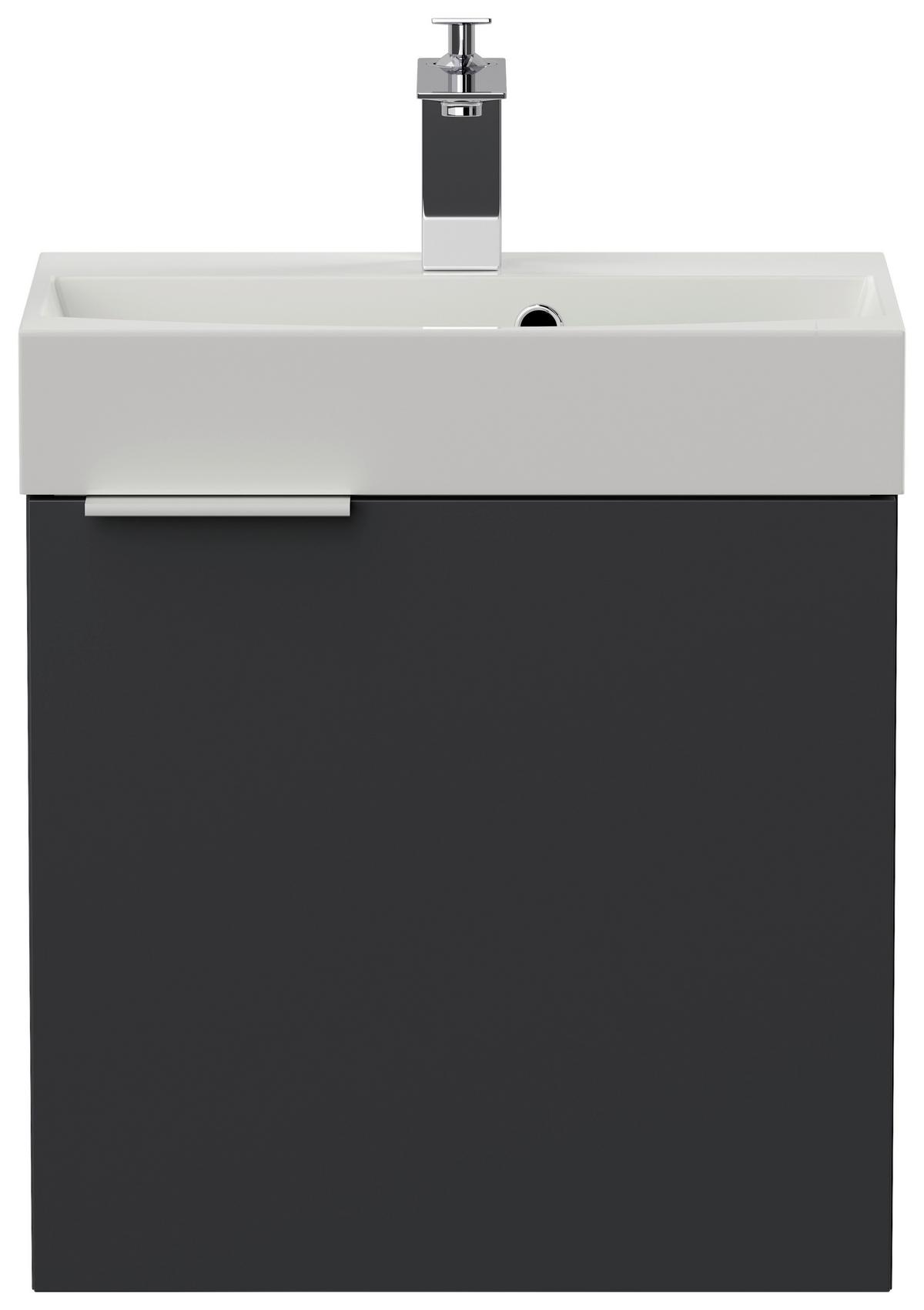 Gästebad Cubi Graphitfarben B: 50 cm - Graphitfarben/Weiß, MODERN, Holzwerkstoff/Stein (50cm) - MID.YOU