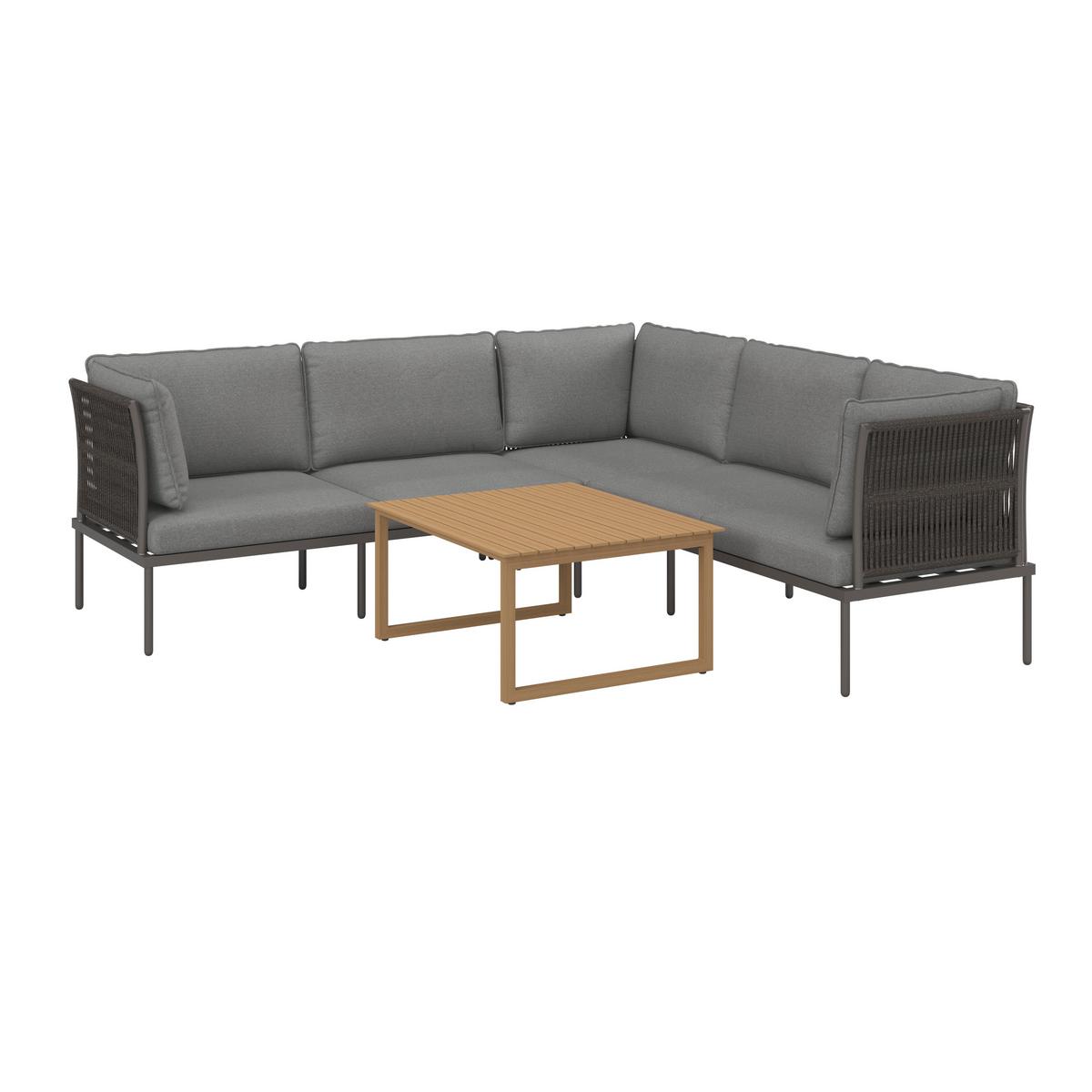 TERASOVÁ SEDACIA SÚPRAVA ELORA - farba akácie/prírodná farba, Modern, kov/textil (223/75/74cm) - Bessagi Garden