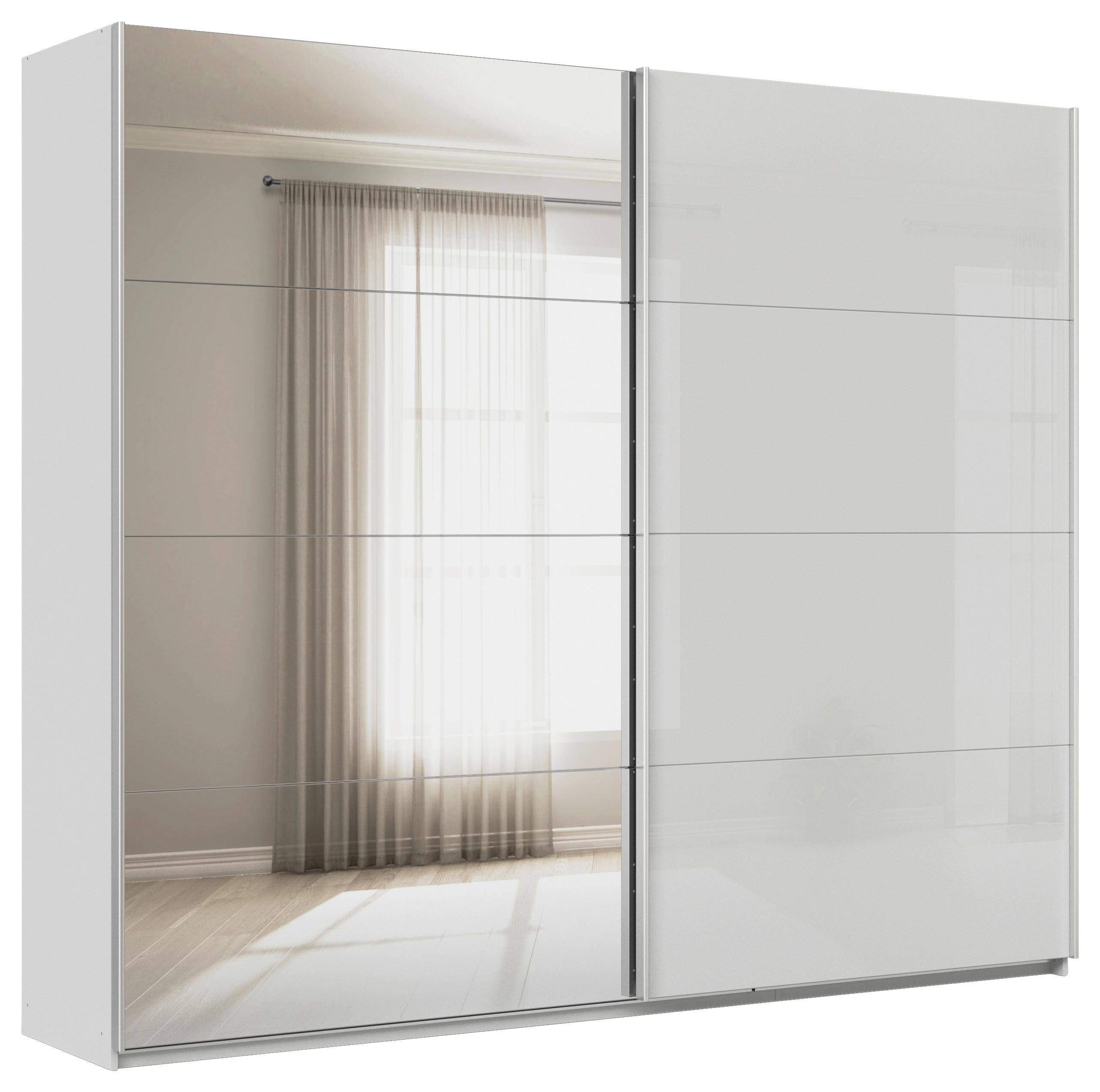 Schwebetürenschrank Mit Spiegel B: 271cm Feldkirch - Grau Hochglanz/Silberfarben, MODERN, Glas/Holzwerkstoff (271/229/62cm)