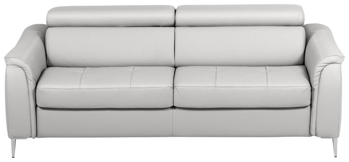 Schlafsofa Pafos Platinfarbe Lederlook, Rindsleder B: 203cm - Platinfarben, Design, Leder/Textil (203/77-98/103cm) - MID.YOU