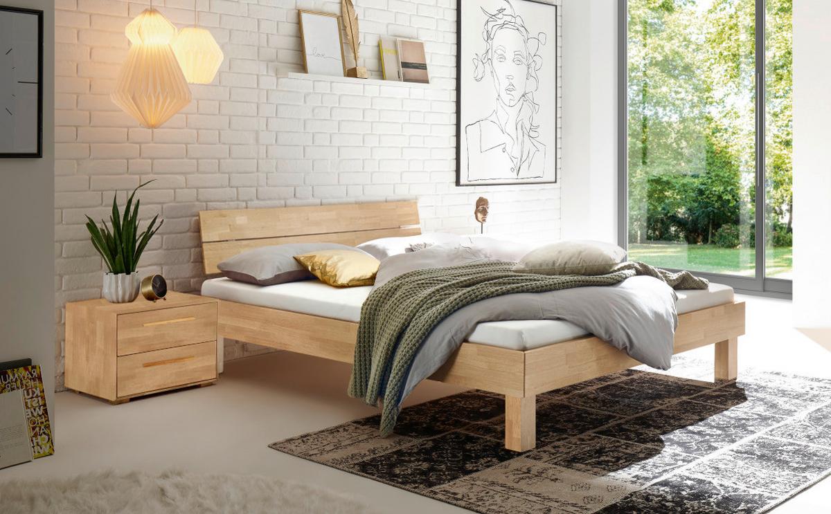 Bett Prato Kopfteil Mit 2 Paneele 200x200 Cm - Eiche Bianco/Eichefarben, Natur, Holz (200/200cm) - Hasena