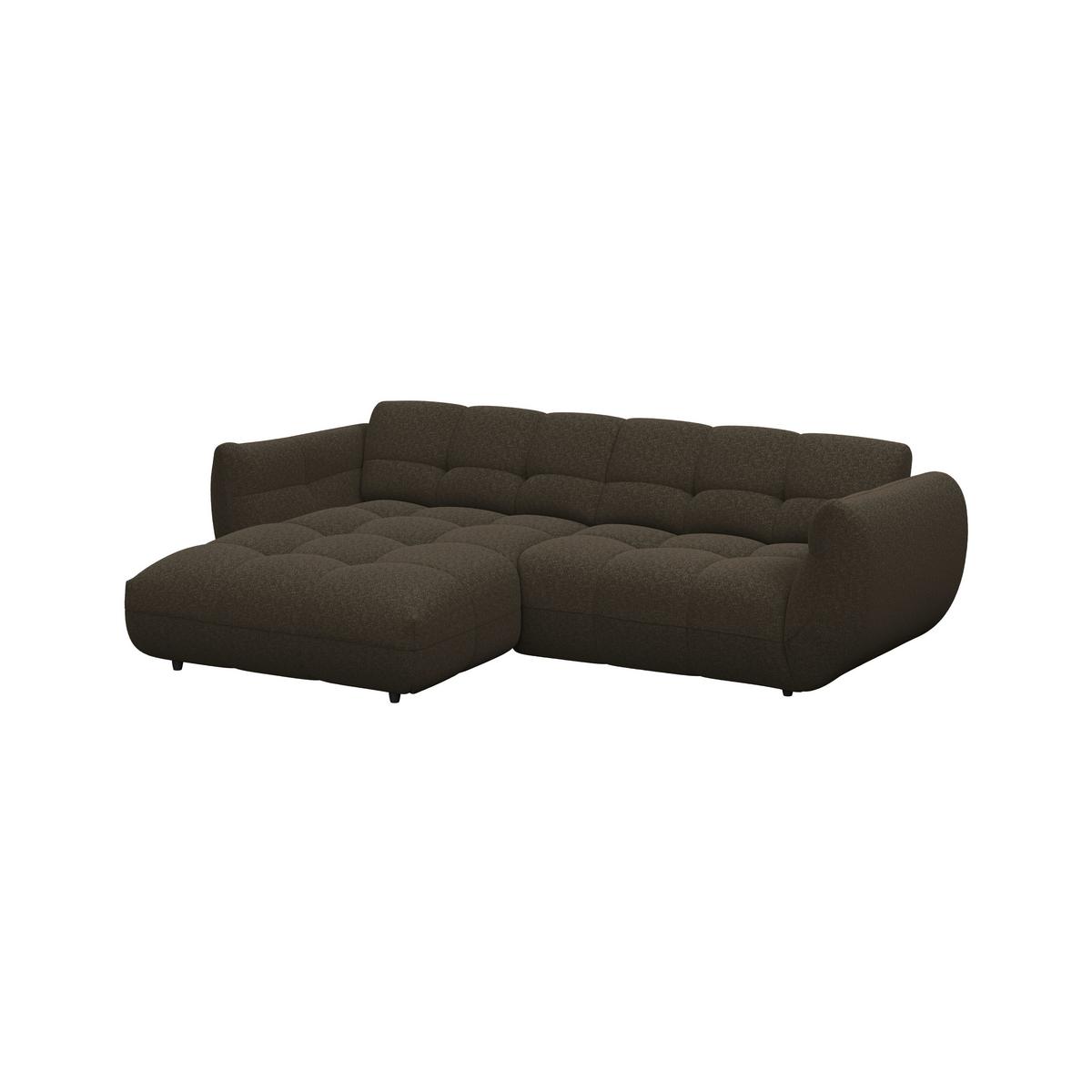 Rohová sedačka PANDA, levá, hnědá žinylka - tmavě hnědá/černá, Trend, textil/plast (178/280cm)