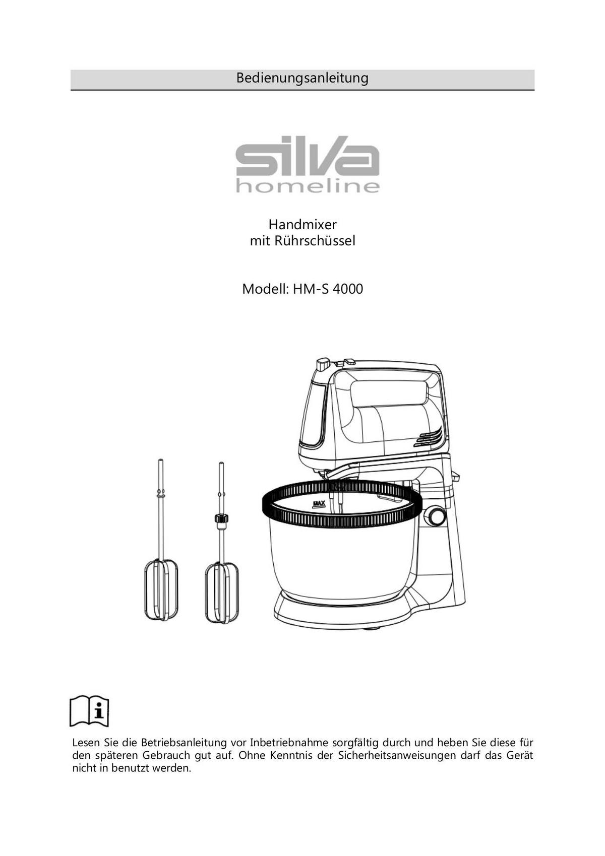 Handmixer Silva Homeline Hm-s 4000 Grau/weiß 400 W - Weiß/Grau, Basics, Kunststoff/Metall (29,5/34,5/21,5cm) - Silva Homeline