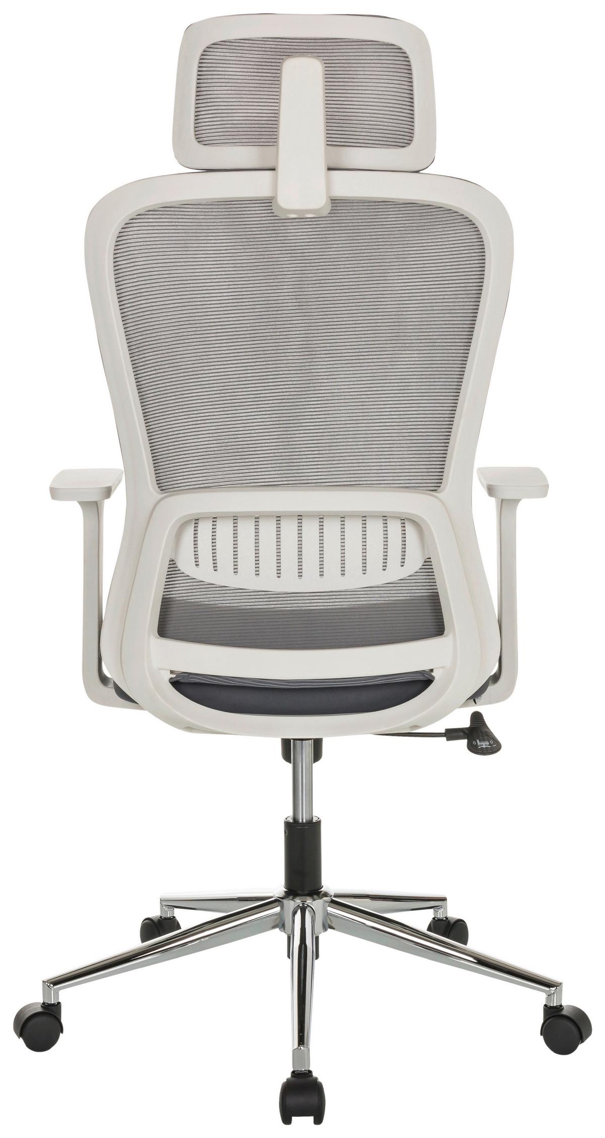 Drehstuhl Belaia W - Silberfarben/Grau, Basics, Kunststoff/Textil (66/113-130/60cm) - MID.YOU