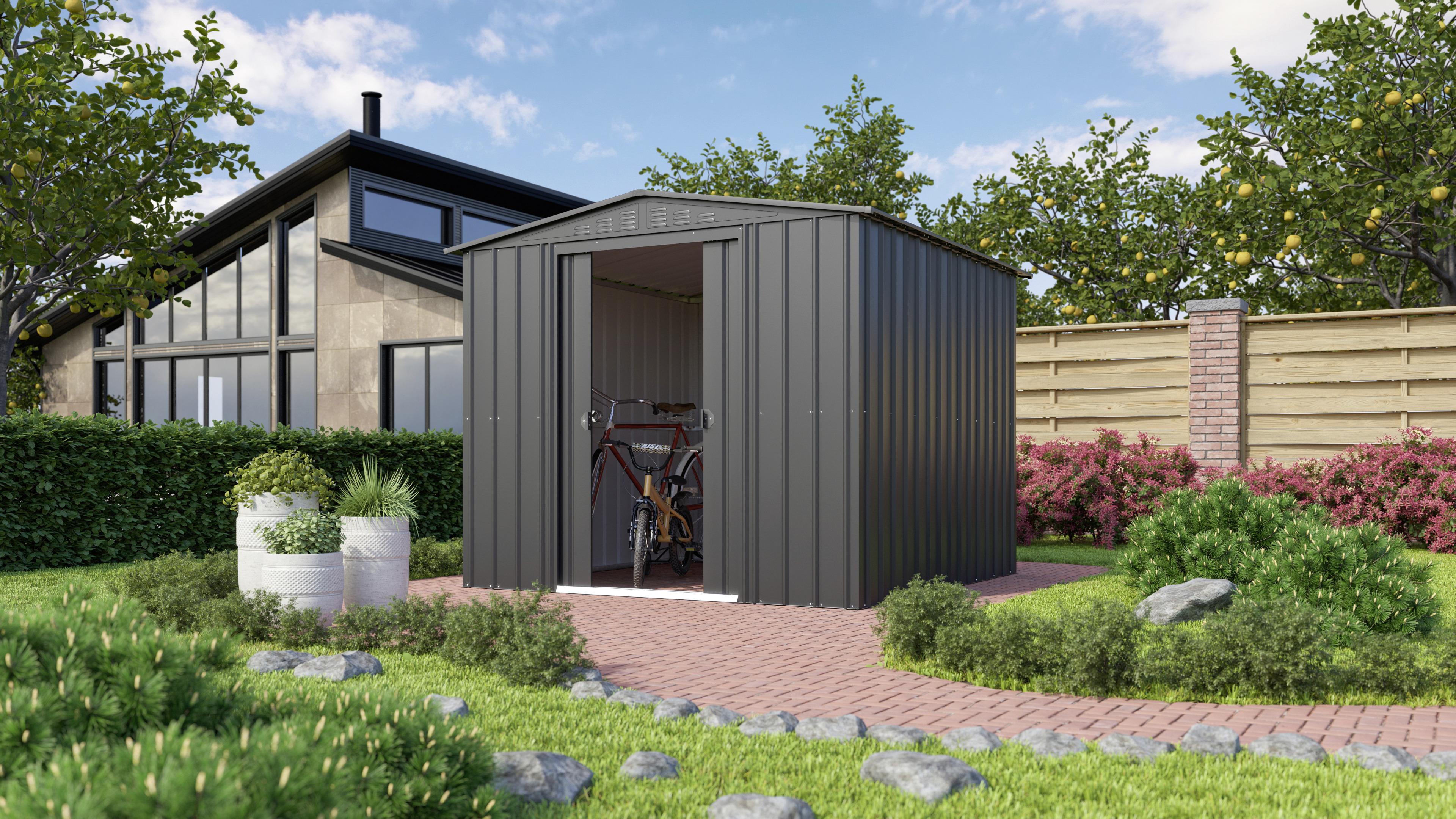 Gerätehaus Ohne Boden 245x198x247 Cm - Anthrazit, Basics, Metall (245/198/247cm)
