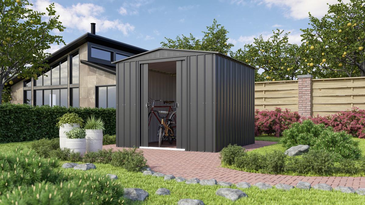 Gerätehaus Ohne Boden 245x198x247 Cm - Anthrazit, Basics, Metall (245/198/247cm)
