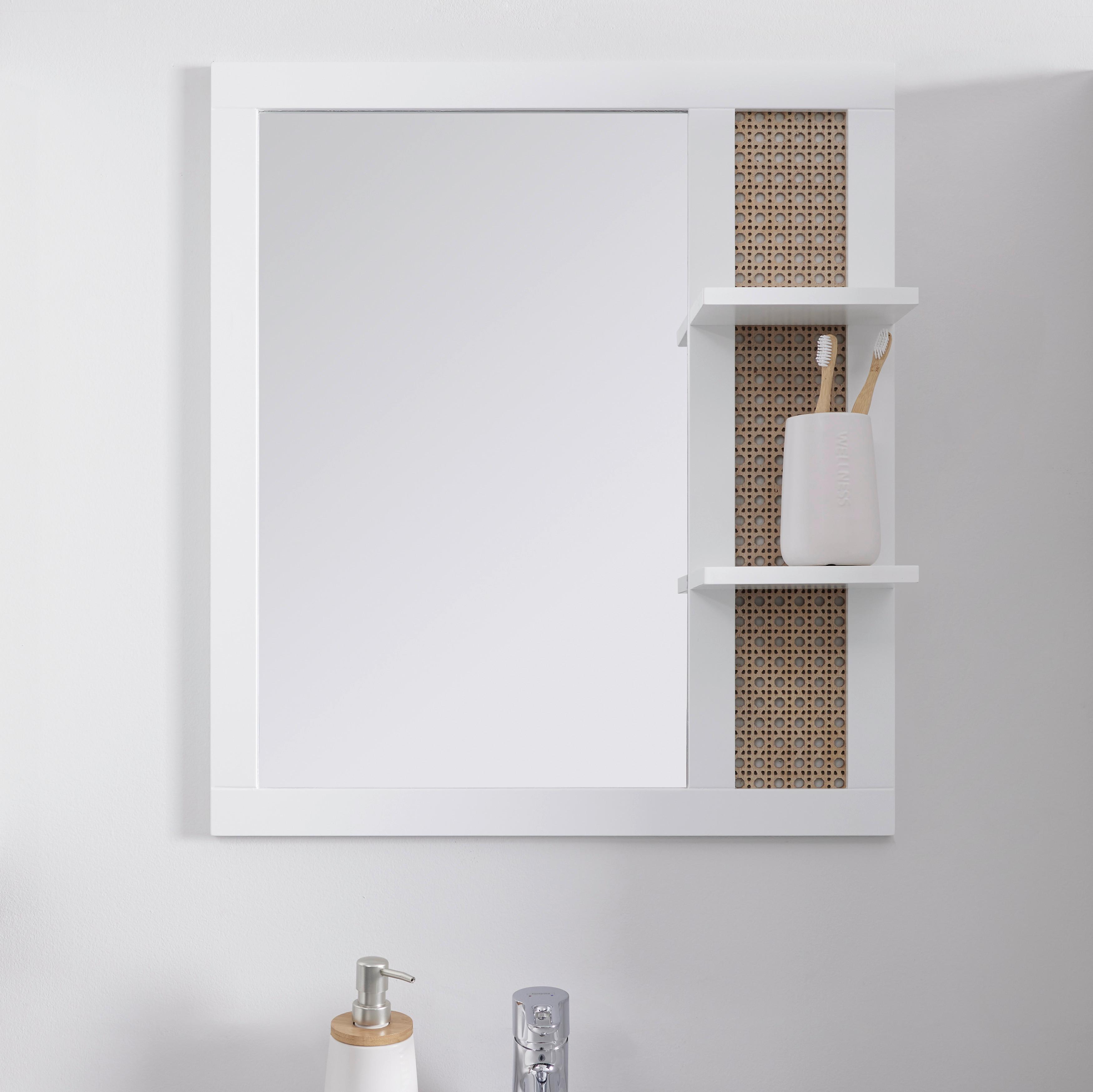 Koupelnové Zrcadlo Lisa Bílé - bílá/přírodní barvy, Moderní, kompozitní dřevo/sklo (61/70/13cm) - Bessagi Home