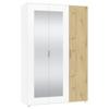 Kleiderschrank Jan Weiß, Eiche Artisan Dekor, B:135 cm - Weiß/Eiche Artisan, Trend, Glas/Holzwerkstoff (135/210/52cm)