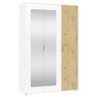 Kleiderschrank Jan Weiß, Eiche Artisan Dekor, B:135 cm - Weiß/Eiche Artisan, Trend, Glas/Holzwerkstoff (135/210/52cm)