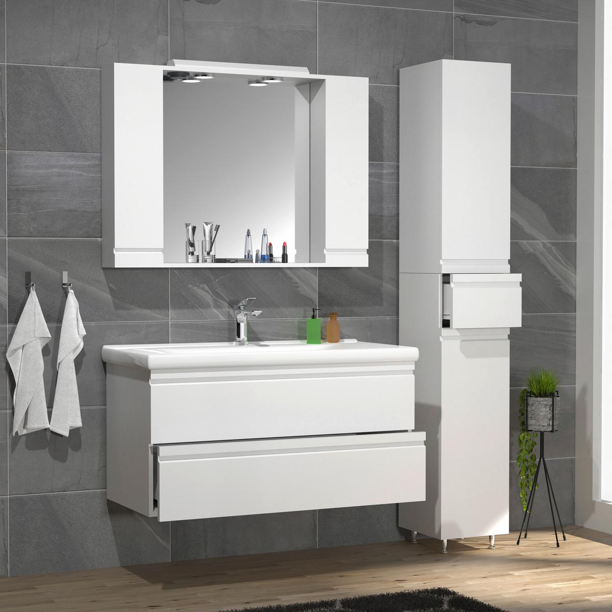 Badezimmer Silora Xl - Weiß, MODERN, Glas/Keramik (130cm) - MID.YOU