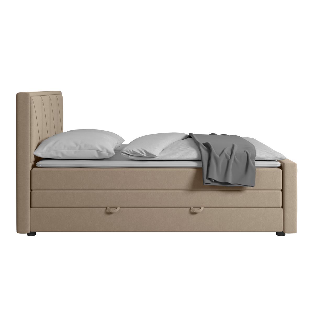 Boxspringbett Mit Bettkasten Oslo 180x200 Cm Beige - Beige/Schwarz, MODERN, Holz/Kunststoff (180/200cm) - MID.YOU