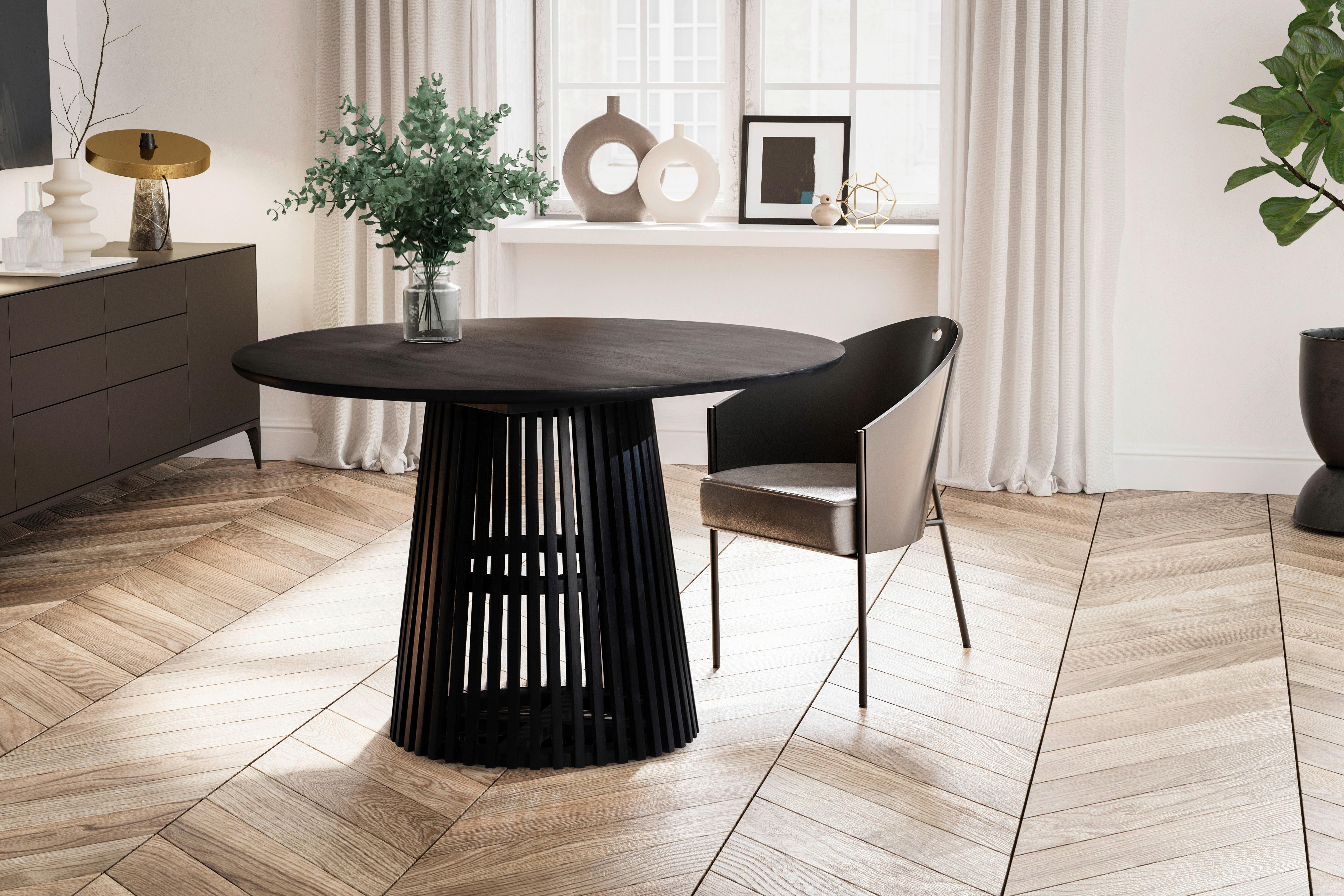 Esstisch Schwarz, DxH: 120x77 cm - Schwarz, Design, Holz (120/120/77cm) - MID.YOU